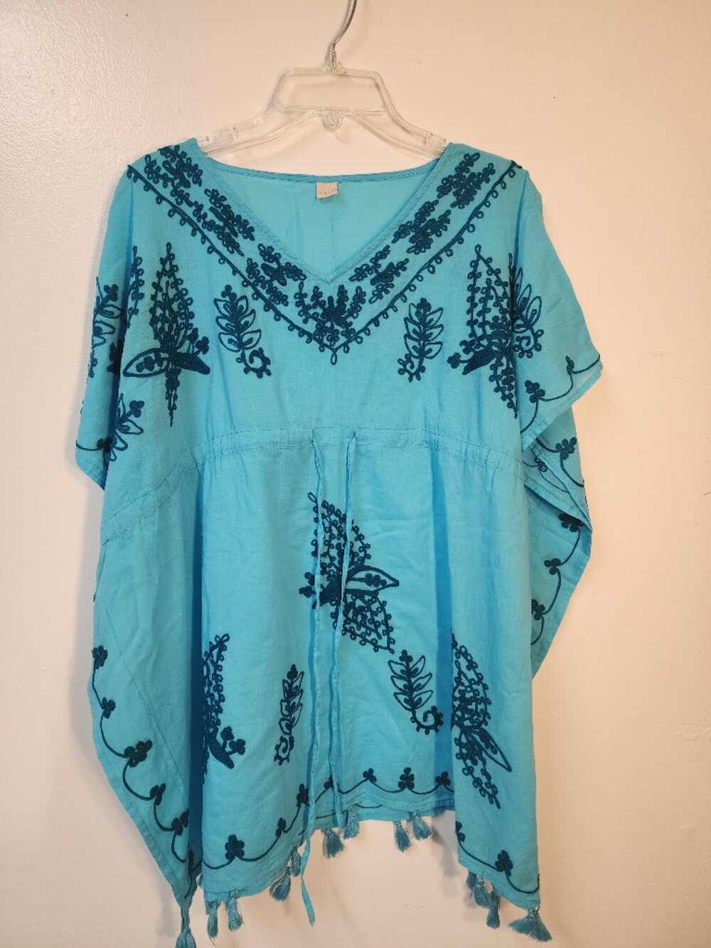 SorrySo aqua coverup tunic top One size 100 cotton